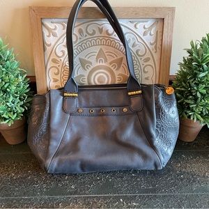 The Sak blue leather shoulder bag